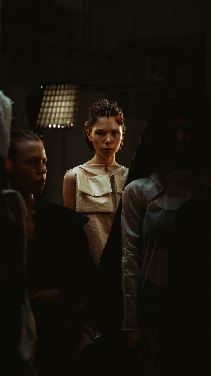 Models walking modern fashion catwalk runway